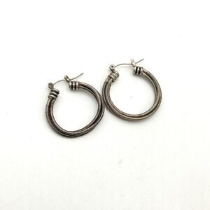 Vintage Coiled Wire Hoop Earrings‎ Silver Tone Fashion Jewelry Statement